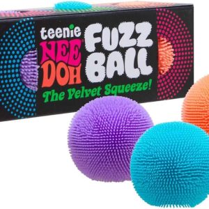 Schylling Teenie NeeDoh Fuzz Ball - Mini Sensory Toy with a Velvet Texture and Soft Cloud Squish - Color May Vary; Three Fuzz Balls Per Pack